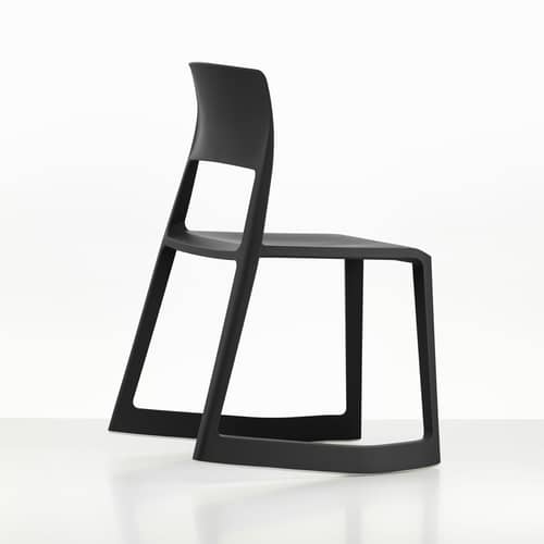 Chaise empilable Tip Ton RE noir / Plastique recyclé - Inclinable & ergonomique - Vitra - Noir - Polypropylène recyclé