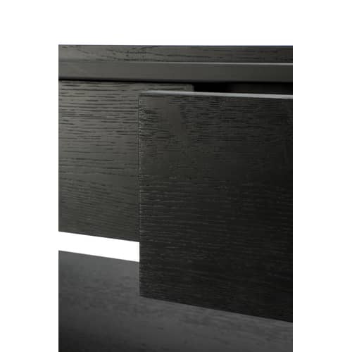 Console Monolit bois noir / L 122 cm / 2 tiroirs - Ethnicraft - Noir - Chêne massif, Métal verni