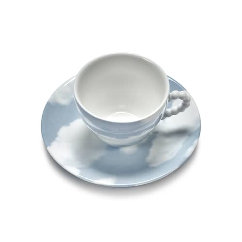 Rêves de Rêves Cup with saucer ceramic blue / Set of 2 - Serax - Sky blue & white - Enamelled china