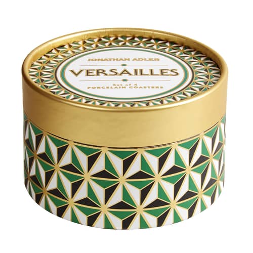 Dessous de verre Versailles / Set de 4 - Porcelaine & or 24 carats - Jonathan Adler - Versailles / Multicolore - Porcelaine blanche peinte