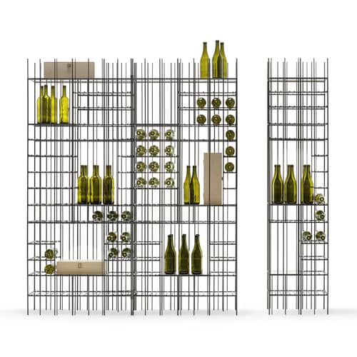 Etagère à vin Metrica A Wine marron métal / 58 bouteilles - L 78 x P 25 x H 190 cm - Mogg - Acier bruni / Etagères bronze - Métal bruni, Verre teinté