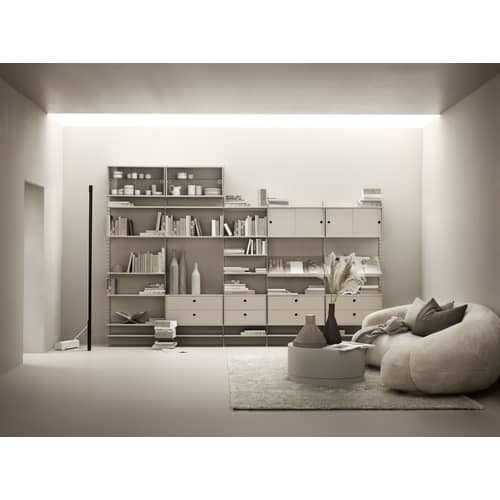 Etagère bois / Porte-revues & chaussures - L 58 x P 30 cm - String Furniture - Beige - MDF laqué
