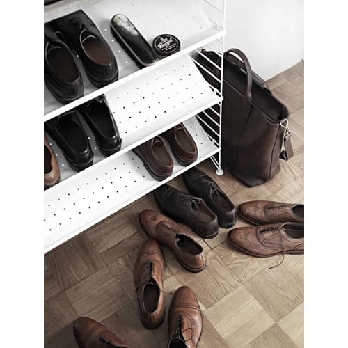 Etagère métal perforé/ Porte-revues & chaussures - L 78 x P 30 cm - String Furniture - Blanc - Acier
