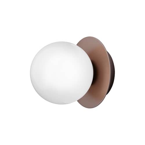 Liila 1 Small Bathroom wall light glass brown / Ceiling light - Ø 12 cm - NUURA - Dark bronze / Opal white - Aluminium, Mouth blown glass