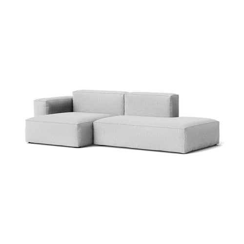 Canapé d\'angle Mags Soft Low Armrest n°3 / 2,5 places - L 256.5 cm / Accoudoir gauche - Hay - Accoudoir gauche / Gris clair (Tissu Mode) -  Duvet, Bois, Mousse polyuréthane HR, Ressorts, Tissu