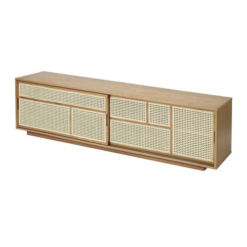 Buffet Air bois naturel / Meuble TV - Cannage rotin - L 180 x H 50 cm - Design House Stockholm - Chêne / Rotin naturel - Cannage de rotin, MDF plaqué chêne
