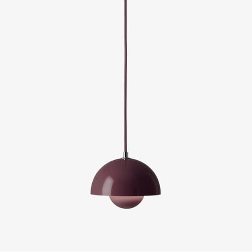 Flowerpot VP10 Pendant metal purple / Ø16 cm - By Verner Panton, 1969 - &tradition - Dark plum - Lacquered steel