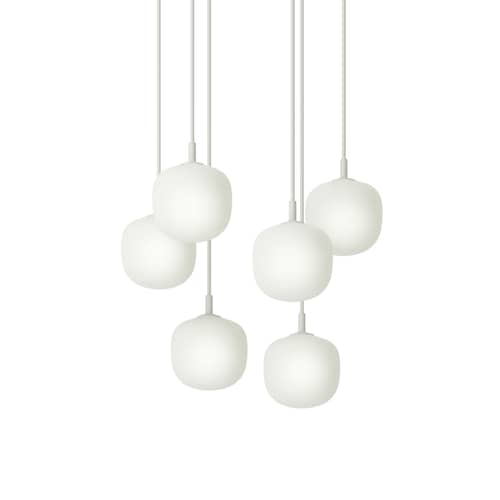 Rime Pendant glass white / 6 globes - Ø 12 cm - Muuto - White - Mouth blown glass, Varnished aluminium