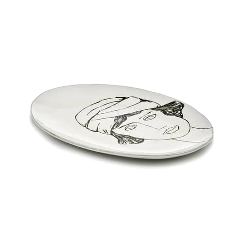 Piatto di portata La Mère ceramica bianco / 37,5 x 27,5 cm - Serax - Modello bianco/nero - Gres