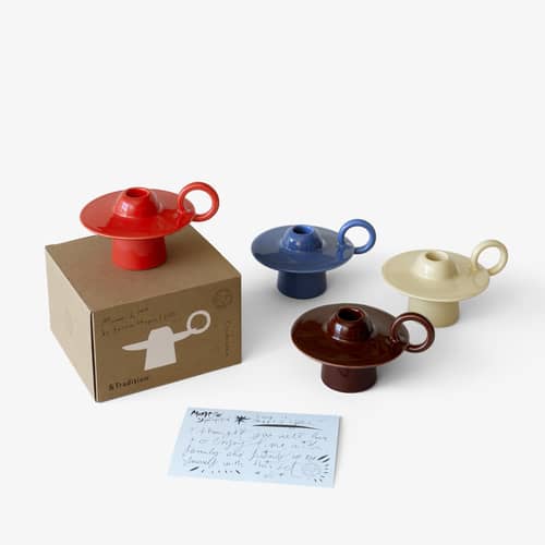 Portacandela Momento JH39 ceramica bianco / Jaime Hayon - Ø 11,8 x H 8,5 cm - &tradition - Avorio - Ceramica smaltata