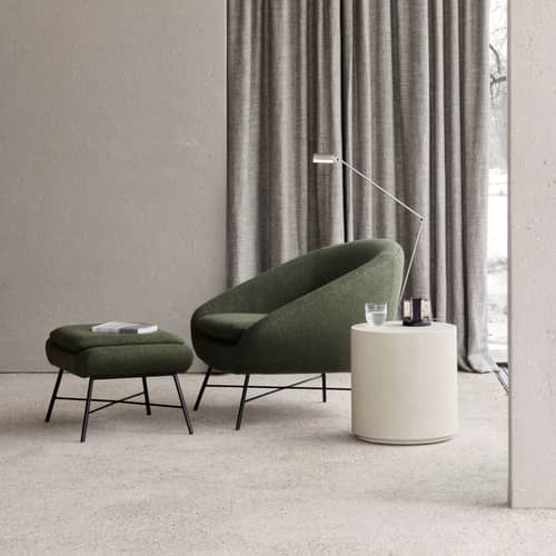 Repose-pieds Barrow tissu jaune / 60 x 45 cm - Ethnicraft - Gingembre - Métal laqué, Mousse haute densité, Tissu