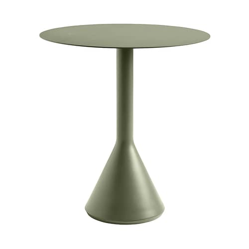 Runder Tisch Palissade Cone metall grün / Ø 70 - R & E Bouroullec - Hay - Olivgrün - Beton, lasiert, Epoxid-lackierter Stahl