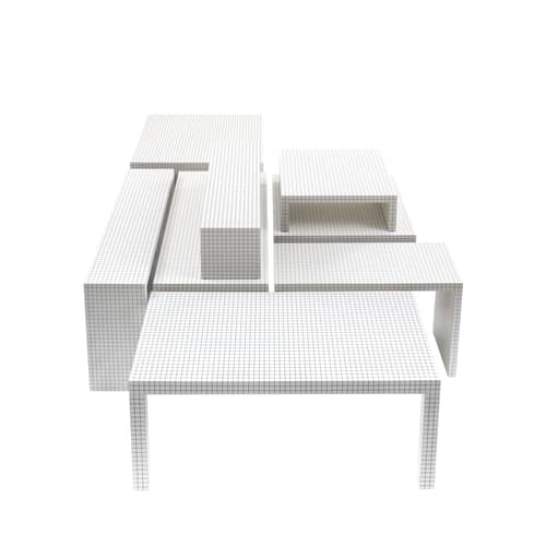 Scrivania Quaderna 2750 materiale plastico bianco / 132 x 54 x H 75 cm - Superstudio, 1972 - Zanotta - Bianca/griglia nera - Pannello alveolare, Plastica laminata