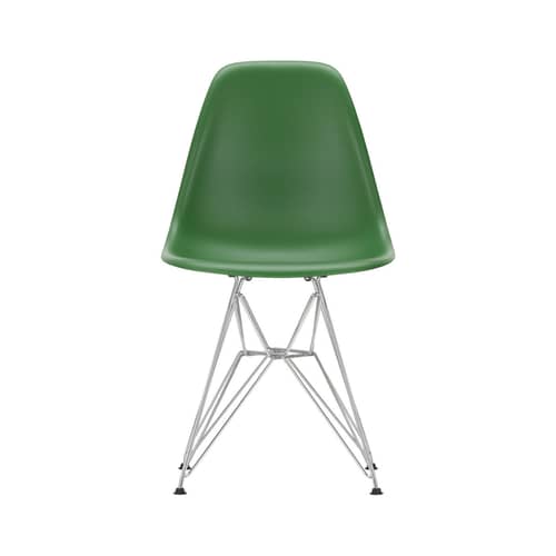Stuhl RE DSR - Eames Plastic Side Chair plastikmaterial grün / (1950) - Verchromte Füße / Recycelt - Vitra - Smaragdgrün / Verchromte Füße - Recycelter Kunststoff (Post-Consumer), verchromter Stahl