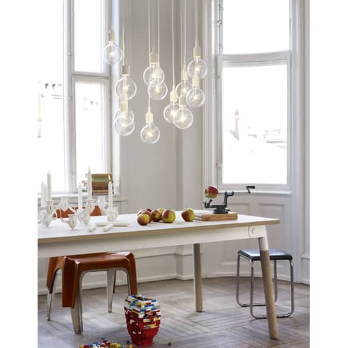 Suspension E27 plastique gris / Silicone - Ampoule incluse - Muuto - Gris clair - Silicone