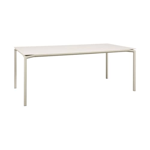 Table rectangulaire Calvi Minérale / 195 x 95 cm (8 personnes) - Plateau Dekton (aspect pierre) - Fermob - Beige (Dekton) / Pieds Gris argile - Aluminium laqué, Céramique Dekton