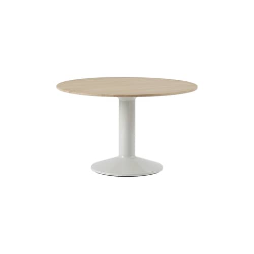 Tavolo rotondo Midst legno naturale / Ø 120 cm - Rovere - Muuto - Rovere / Gamba grigio lucido - Acciaio, Massello di quercia oliato