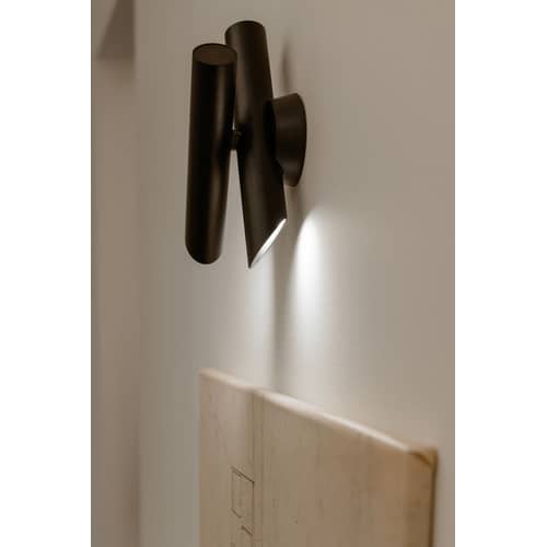 Wandleuchte Tubes 2 metall schwarz / LED / verstellbar - Nemo - Schwarz - extrudiertes Aluminium