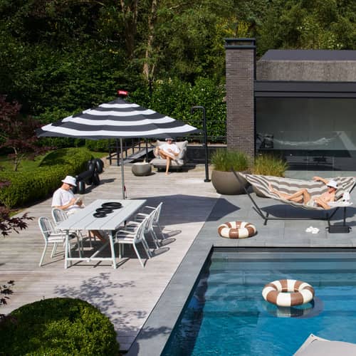 Accessorio  tessuto marrone / Cuscino per sedia e poltrona di Fred - Fatboy - A righe / Cacao - Espanso, Tessuto Olefina