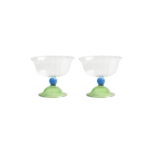 Tulip Bowl glass green / Set of 2 - & klevering - Green - Borosilicated glass