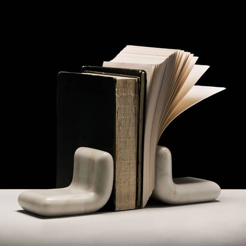 Buchstütze Stone stein weiß / Set von 2 - Tom Dixon - Weiß - Marmor, poliert