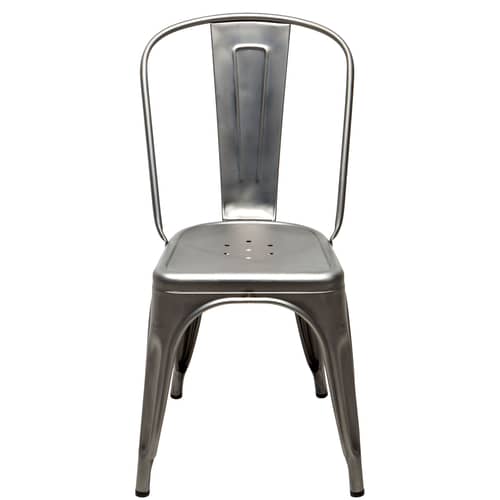 Chaise empilable A Indoor métal / Acier brut - Pour l\'intérieur - Tolix - Acier brut verni satiné - 