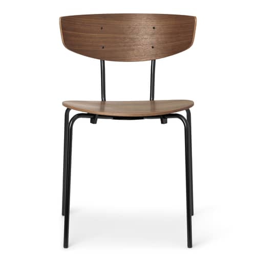Chaise empilable Herman bois naturel - Ferm Living - Noyer - Acier thermolaqué, Contreplaqué de noyer