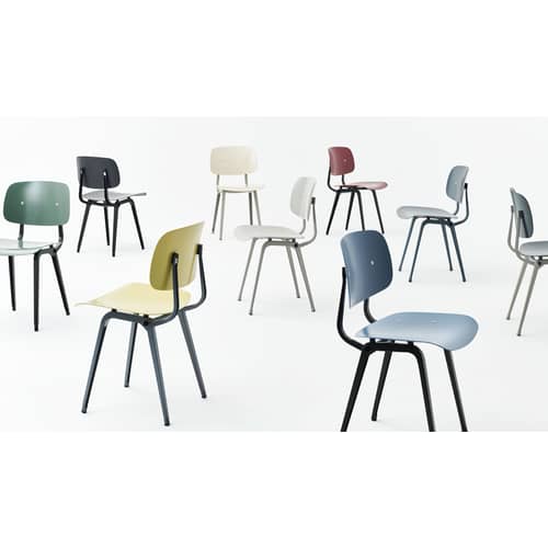 Chaise Revolt plastique vert / Réédition 1950\' - Hay - Vert Pétrole / Pieds noirs - ABS recyclé, Acier thermolaqué