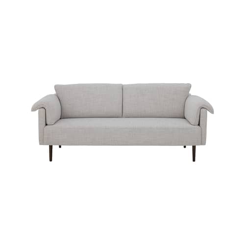 Canapé droit Chesham / 3 places - L 200 cm - Bloomingville - Blanc cassé / Noyer - Chêne, Contreplaqué, Mousse, Tissu polyester