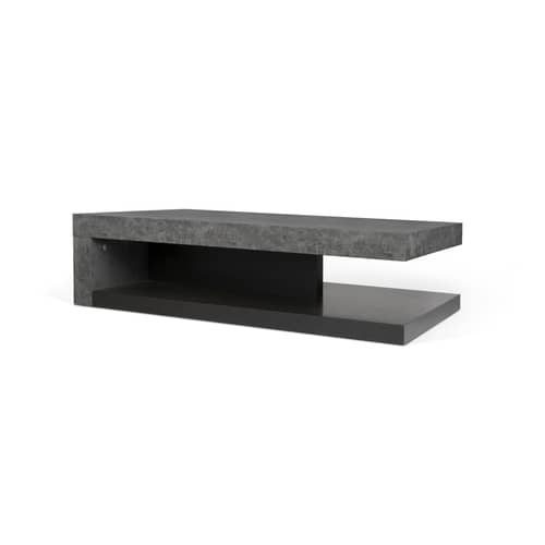 Chicago Coffee table wood grey / 110 x 65 cm x H 29 cm - Concrete-effect melamine - POP UP HOME - Grey concrete effect / Black - High density fibreboard, Melamine