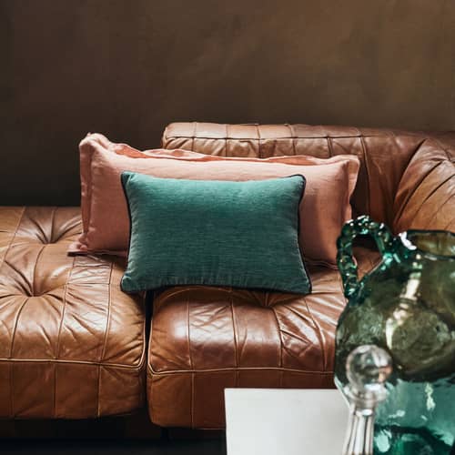Cuscino Velvet tessuto verde / 50 x 35 cm - HK LIVING - Turchese profondo - Espanso, Velluto