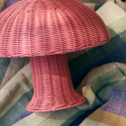 Lampe de table Rattan rose / Ø 34 x H 30 cm - HK LIVING - Rose Blush - Rotin