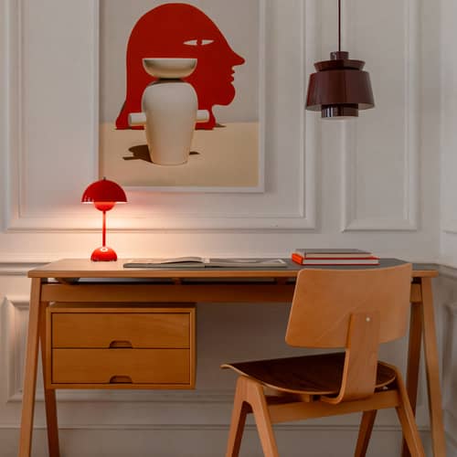 Lampe sans fil rechargeable Flowerpot VP9 (1968) / Edition limitée 25 ans - &tradition - Poppy Red (édition limitée) - Polycarbonate