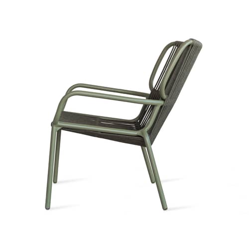 Ribbon Lounge Low armchair synthetic fiber green / Polypropylene rope - Vincent Sheppard - Dark green / Licken green - Polypropylene rope, Thermolacquered aluminium