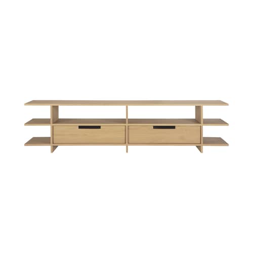 Mobile TV Kabuki legno naturale / L 200 cm - 2 cassetti - Ethnicraft - Rovere naturale - Massello di quercia oliato