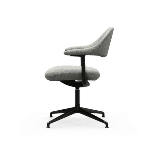 Drehsessel Mynt Soft textil grau / Gepolsterte Sitzfläche und Rückenlehne - Vitra - Trübgrau (Nubia-Stoff) / Schwarzer Fuß - Aluminium, Gewebe, Schaumstoff