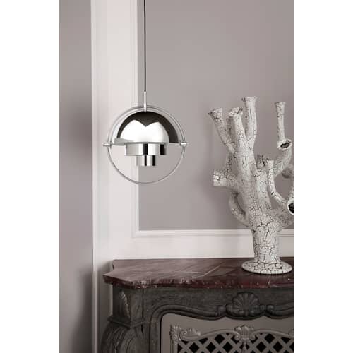 Pendelleuchte Multi-Lite Small silber metall / Ø 25 cm - Modular & ausrichtbar / Neuauflage 1972 - Gubi - Verchromt / Verchromter Kreis - Metall