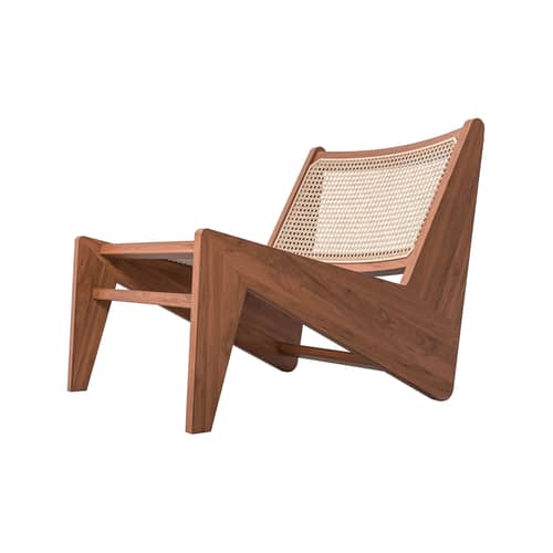 Sessel Kangaroo holz natur / Hommage an Pierre Jeanneret, 1950\' - Rattan-Geflecht - CASSINA - Teakholz / Rattan natur - Massives Teakholz, Rattan-Geflecht