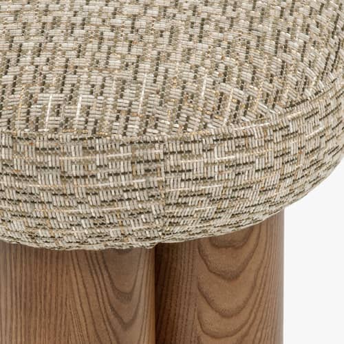 Sitzkissen Popa textil grün - NV GALLERY - Salbeigrün / Nussbaum - Gebeizte Massiveiche, High Density-Schaum, Tissu Tweed