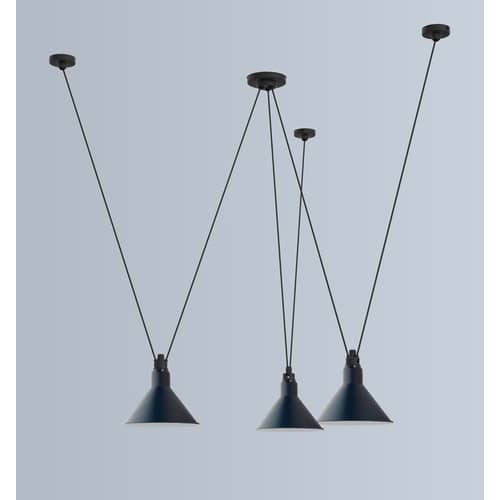 Sospensione Acrobate N°325 / Lampade Gras - 3 paralumi vetro Ø 25 cm - DCW edizioni - Bianco - Vetro