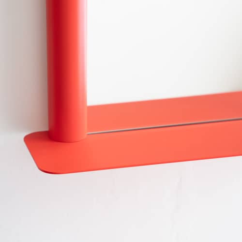 Specchio murale Pipeline Small metallo rosso / L 56 x H 60.6 cm - raawii - Rosso - Alluminio, Vetro