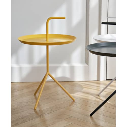Table basse Don\'t leave Me métal jaune / Ø 38 x H 42,7 cm - Hay - Jaune soleil - Acier laqué