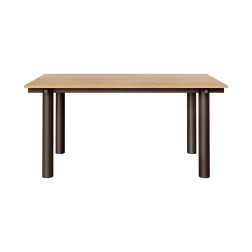 Table rectangulaire Atura bois naturel / 160 x 90 cm - Ferm Living - Chêne naturel / Pieds chocolat - Acier thermolaqué, Placage de chêne