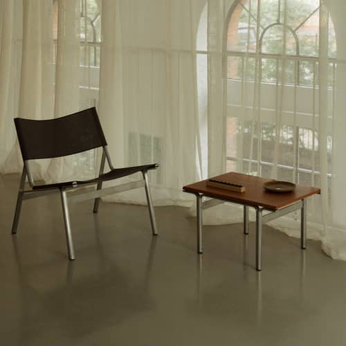 Tavolino Union INDOOR legno naturale / 60 x 45 cm - Frama  - Frassino marrone caldo - Alluminio, MDF rivestito  frassino