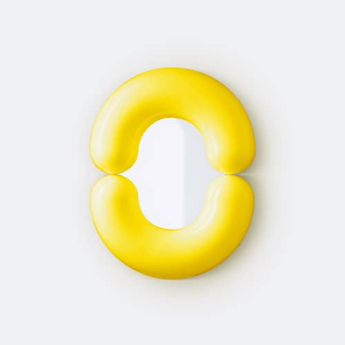 Zodiac Bumper Small Wall mirror ceramic yellow / W 55 x H 70 cm - Jean-Baptiste Fastrez, 2020 - Moustache - Yellow - Ceramic, Glass