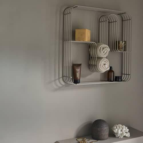 Curva Wall shelf metal beige / Utensil - 45.5 x 45.5 x D 9 cm - AYTM - Taupe - Steel