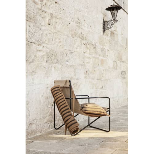 Desert Armchair textile beige / Black structure - Recycled plastic bottles - Ferm Living - Black metal / Soil canvas - Powder coated steel, Recycled fabric