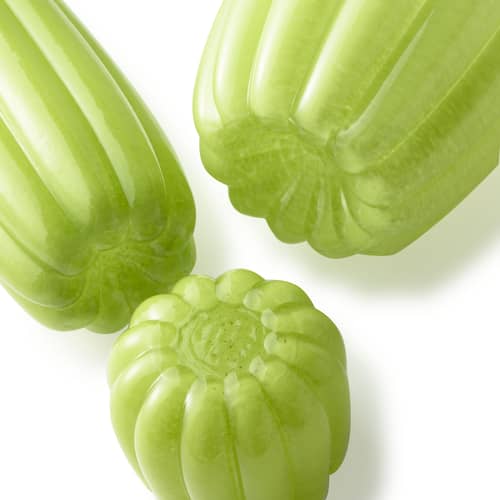 Melon Candle holder glass green / Ø 13.7 x H 10 cm - Pols Potten - Green - Painted glass