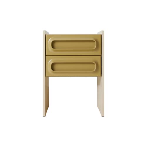 Comodino Space legno verde / 2 Cassetti - HK LIVING - Verde salvia / Crema - MDF laccato