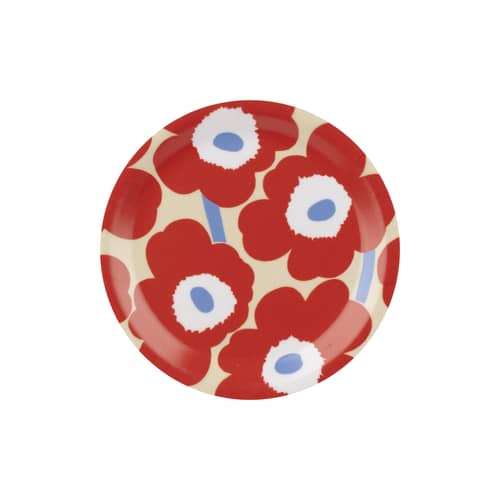 Dessous de verre Unikko céramique rouge - Marimekko - Rouge & bleu - Grès